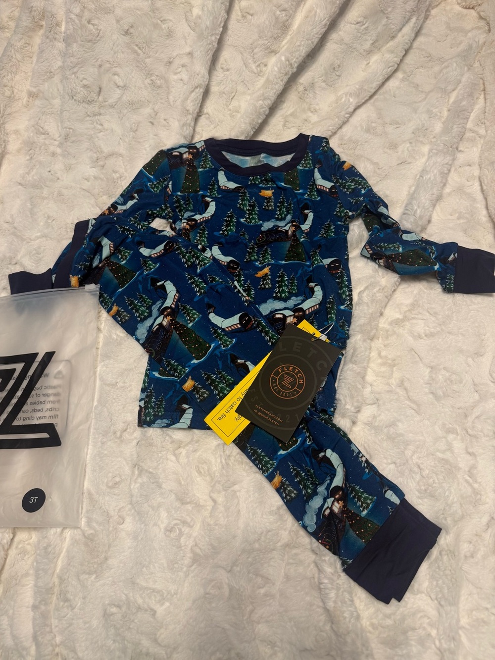 Kids Festive Freight Train Pajama Set - Size 3T